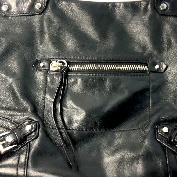 MICHAEL KORS Black Leather Buckle Accents Slim Crossbody Bag silver hardware - Picture 2 of 16